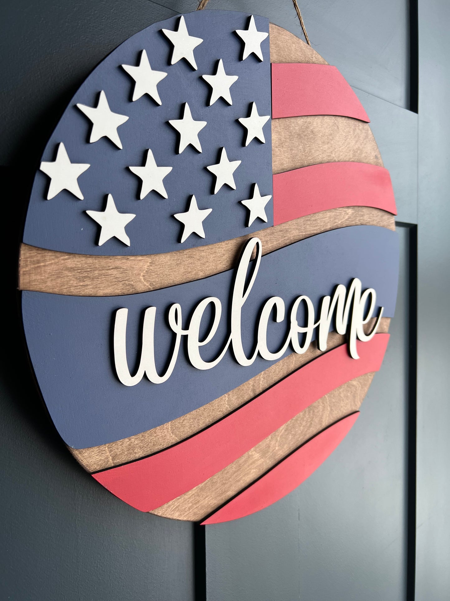 Patriotic Welcome round sign