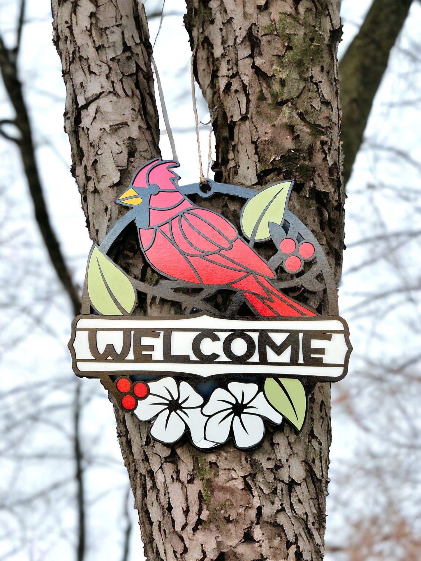 Cardinal ‘Welcome’ door sign