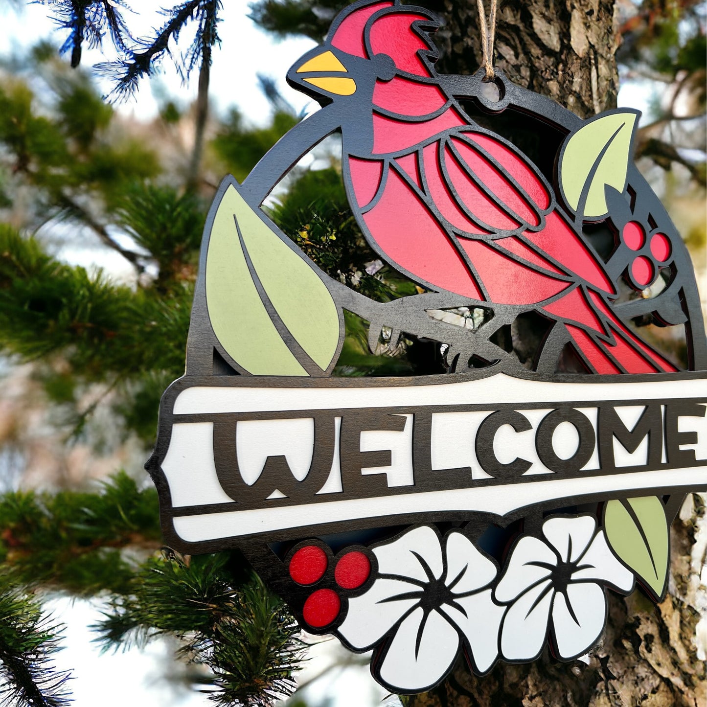 Cardinal ‘Welcome’ door sign