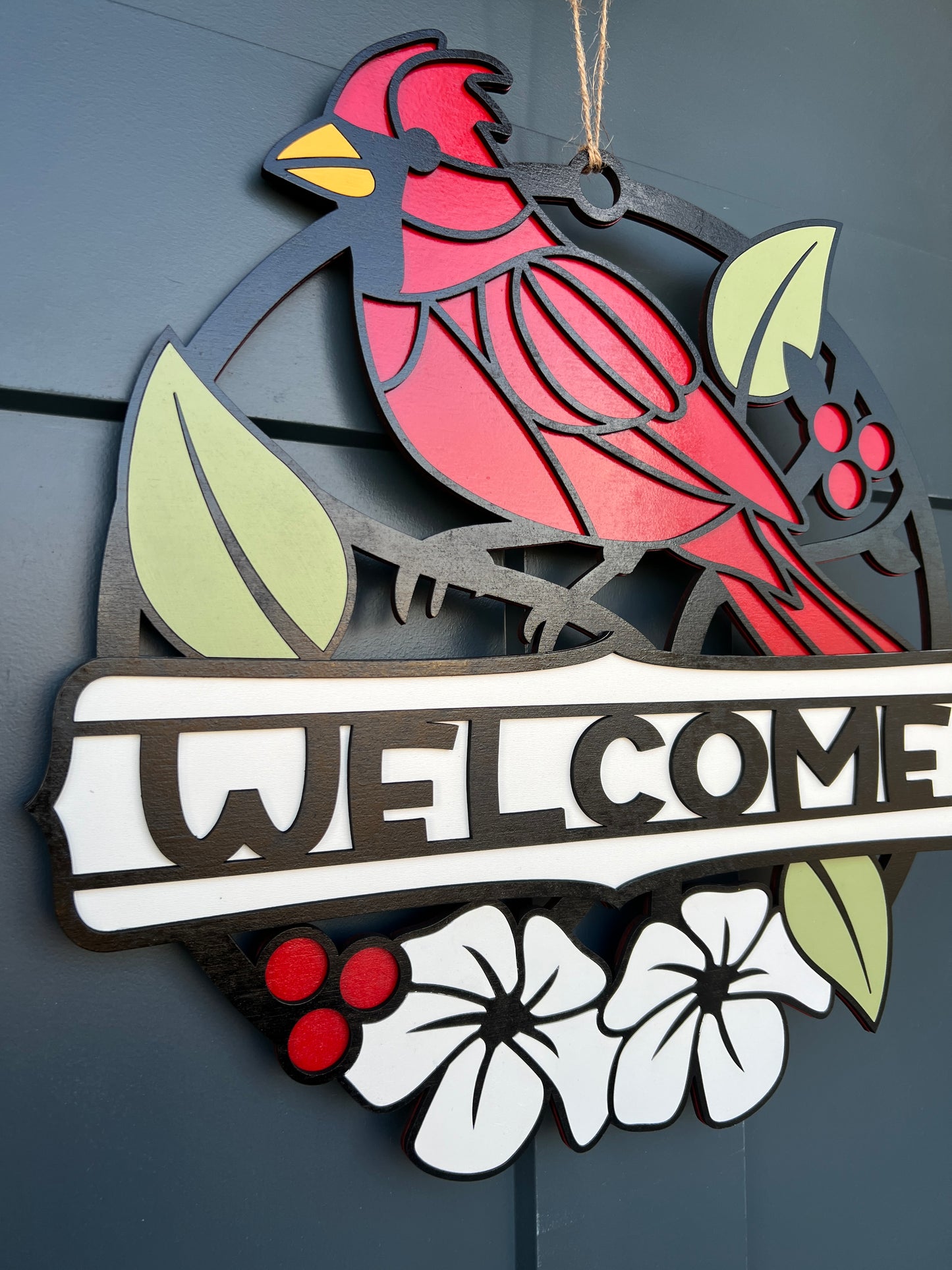 Cardinal ‘Welcome’ door sign