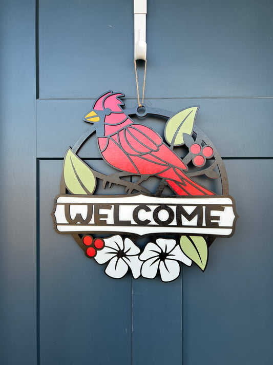 Cardinal ‘Welcome’ door sign