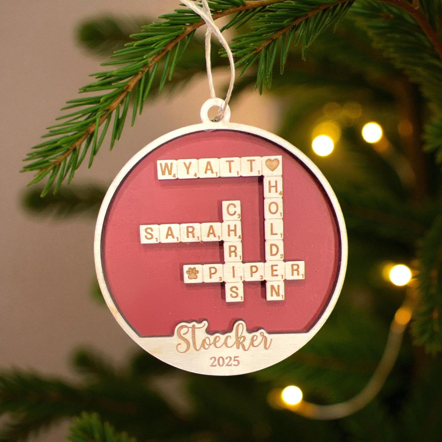 Scrabble tile name ornament