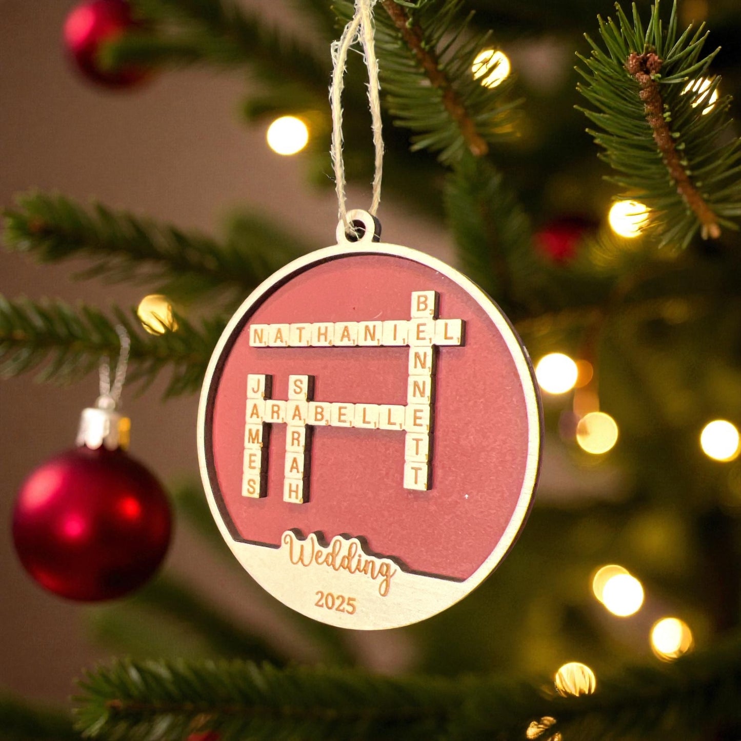 Scrabble tile name ornament